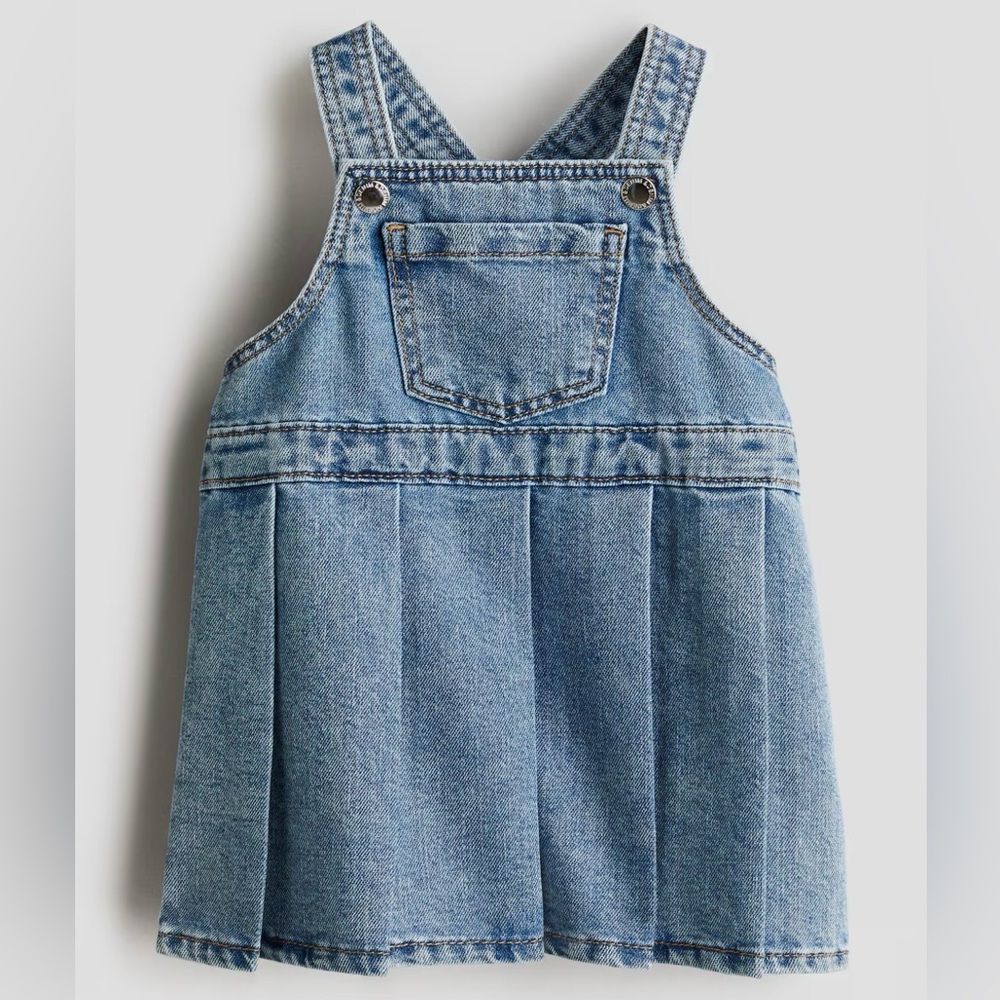 H&M Kids Pleated Denim Overall Dress